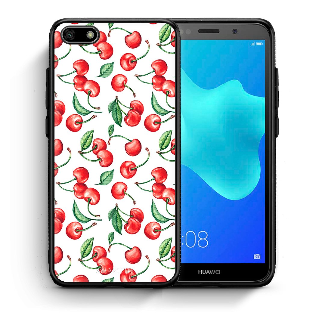 Θήκη Huawei Y5 2018/Honor 7S Cherry Summer από τη Smartfits με σχέδιο στο πίσω μέρος και μαύρο περίβλημα | Huawei Y5 2018/Honor 7S Cherry Summer case with colorful back and black bezels