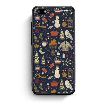 Huawei Y5 2018 Christmas Elements θήκη από τη Smartfits με σχέδιο στο πίσω μέρος και μαύρο περίβλημα | Smartphone case with colorful back and black bezels by Smartfits