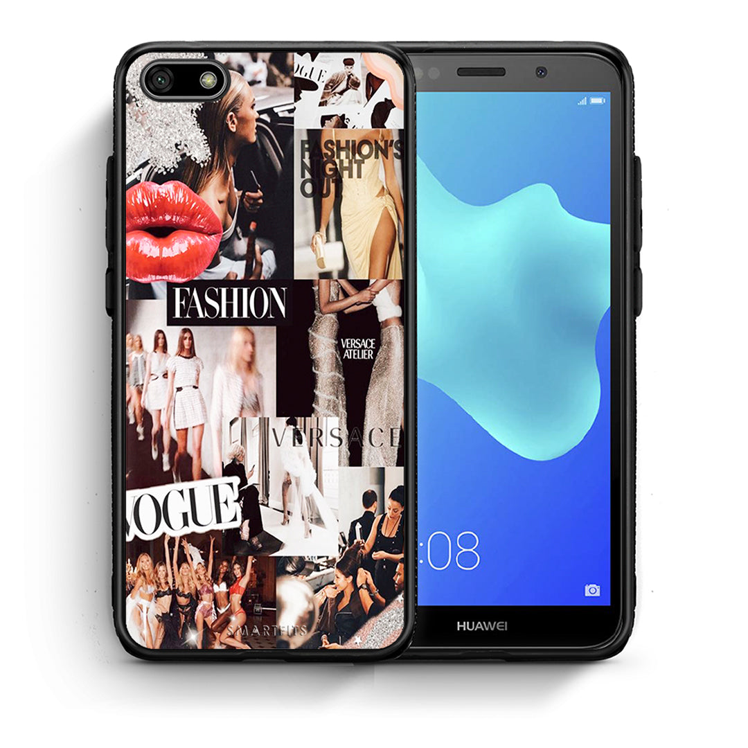 Θήκη Αγίου Βαλεντίνου Huawei Y5 2018 / Honor 7S Collage Fashion από τη Smartfits με σχέδιο στο πίσω μέρος και μαύρο περίβλημα | Huawei Y5 2018 / Honor 7S Collage Fashion case with colorful back and black bezels