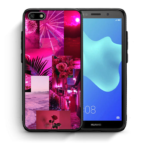 Θήκη Αγίου Βαλεντίνου Huawei Y5 2018 / Honor 7S Collage Red Roses από τη Smartfits με σχέδιο στο πίσω μέρος και μαύρο περίβλημα | Huawei Y5 2018 / Honor 7S Collage Red Roses case with colorful back and black bezels