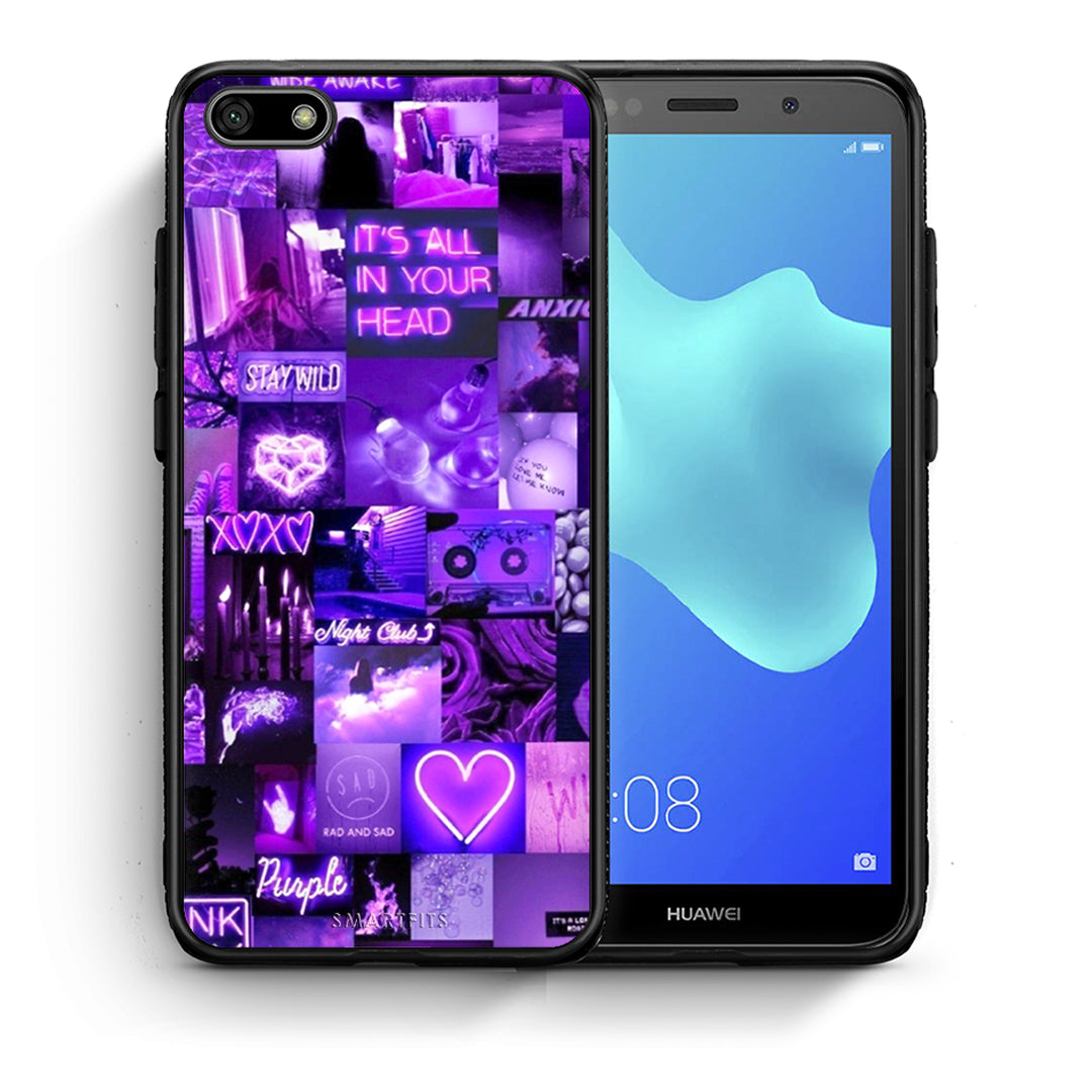 Θήκη Αγίου Βαλεντίνου Huawei Y5 2018 / Honor 7S Collage Stay Wild από τη Smartfits με σχέδιο στο πίσω μέρος και μαύρο περίβλημα | Huawei Y5 2018 / Honor 7S Collage Stay Wild case with colorful back and black bezels