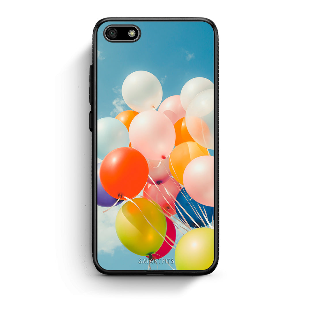 Huawei Y5 2018 Colorful Balloons θήκη από τη Smartfits με σχέδιο στο πίσω μέρος και μαύρο περίβλημα | Smartphone case with colorful back and black bezels by Smartfits