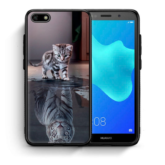 Θήκη Huawei Y5 2018/Honor 7S Tiger Cute από τη Smartfits με σχέδιο στο πίσω μέρος και μαύρο περίβλημα | Huawei Y5 2018/Honor 7S Tiger Cute case with colorful back and black bezels