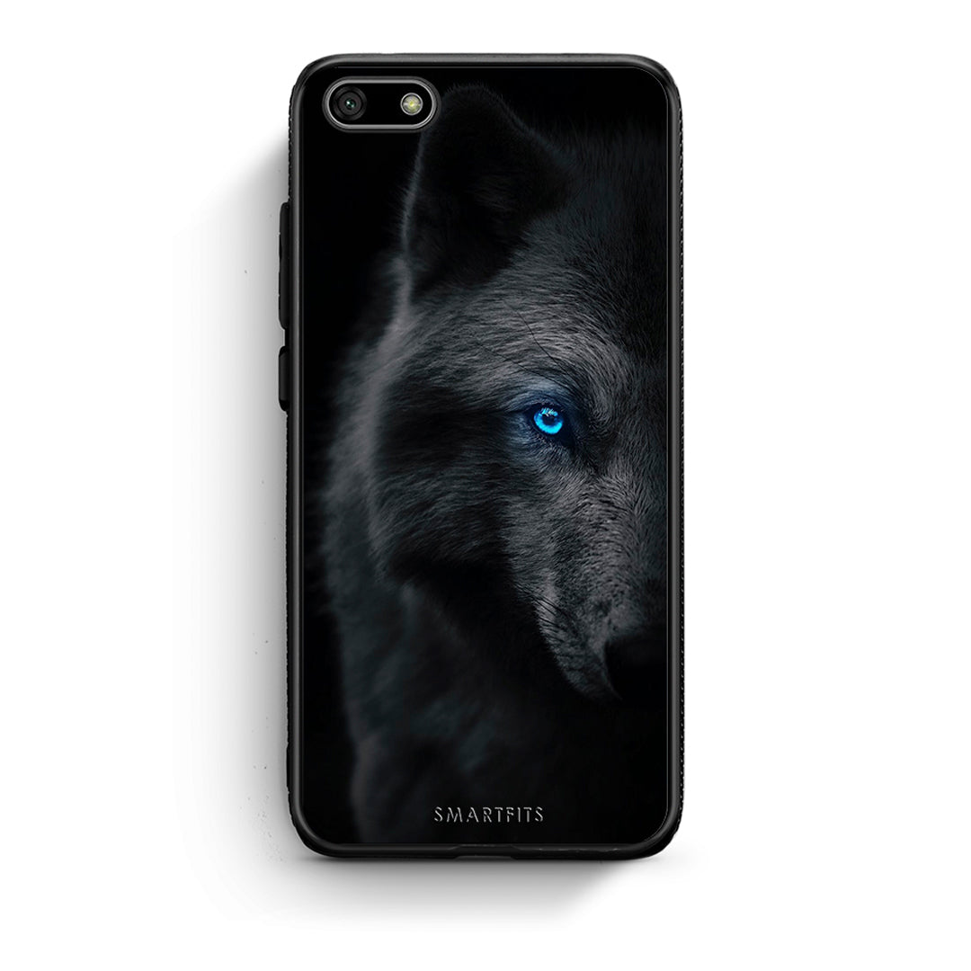 Huawei Y5 2018 Dark Wolf θήκη από τη Smartfits με σχέδιο στο πίσω μέρος και μαύρο περίβλημα | Smartphone case with colorful back and black bezels by Smartfits