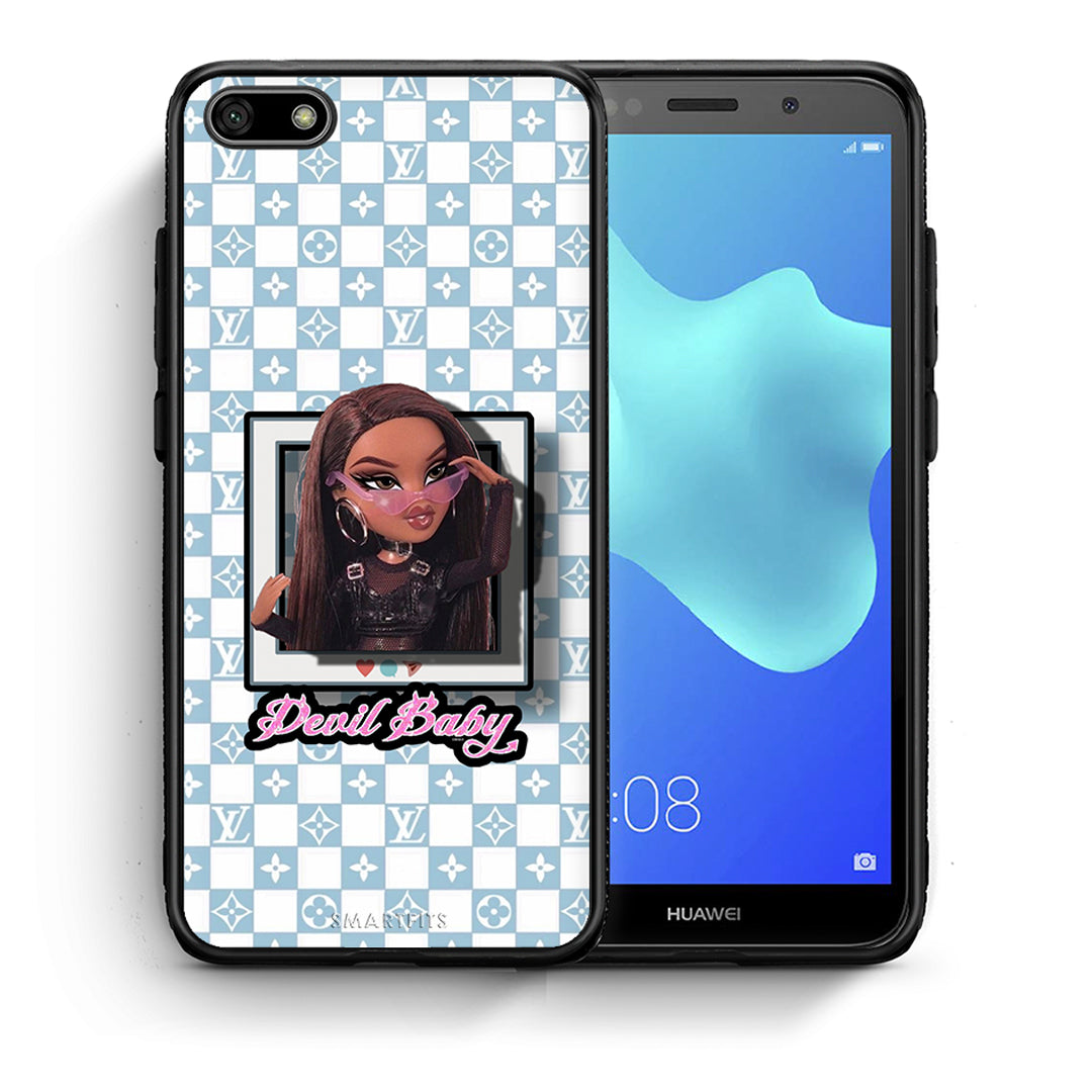 Θήκη Αγίου Βαλεντίνου Huawei Y5 2018 / Honor 7S Devil Baby από τη Smartfits με σχέδιο στο πίσω μέρος και μαύρο περίβλημα | Huawei Y5 2018 / Honor 7S Devil Baby case with colorful back and black bezels