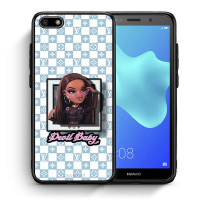 Θήκη Αγίου Βαλεντίνου Huawei Y5 2018 / Honor 7S Devil Baby από τη Smartfits με σχέδιο στο πίσω μέρος και μαύρο περίβλημα | Huawei Y5 2018 / Honor 7S Devil Baby case with colorful back and black bezels