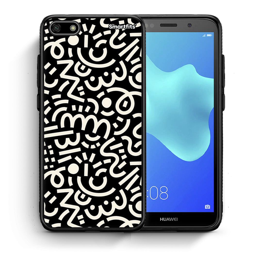 Θήκη Huawei Y5 2018 / Honor 7S Doodle Art από τη Smartfits με σχέδιο στο πίσω μέρος και μαύρο περίβλημα | Huawei Y5 2018 / Honor 7S Doodle Art case with colorful back and black bezels