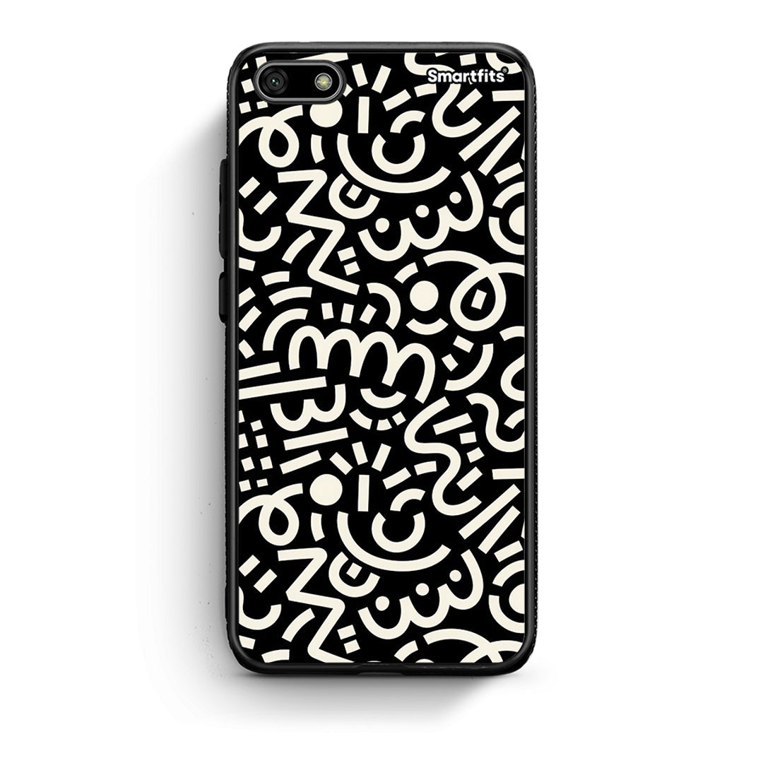 Huawei Y5 2018 Doodle Art Θήκη από τη Smartfits με σχέδιο στο πίσω μέρος και μαύρο περίβλημα | Smartphone case with colorful back and black bezels by Smartfits