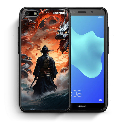 Θήκη Huawei Y5 2018/Honor 7S Dragons Fight από τη Smartfits με σχέδιο στο πίσω μέρος και μαύρο περίβλημα | Huawei Y5 2018/Honor 7S Dragons Fight case with colorful back and black bezels