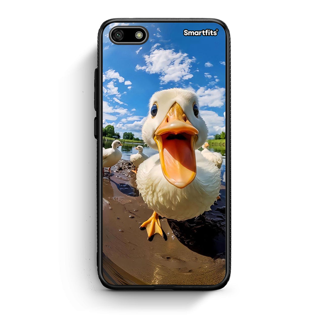 Huawei Y5 2018 Duck Face θήκη από τη Smartfits με σχέδιο στο πίσω μέρος και μαύρο περίβλημα | Smartphone case with colorful back and black bezels by Smartfits
