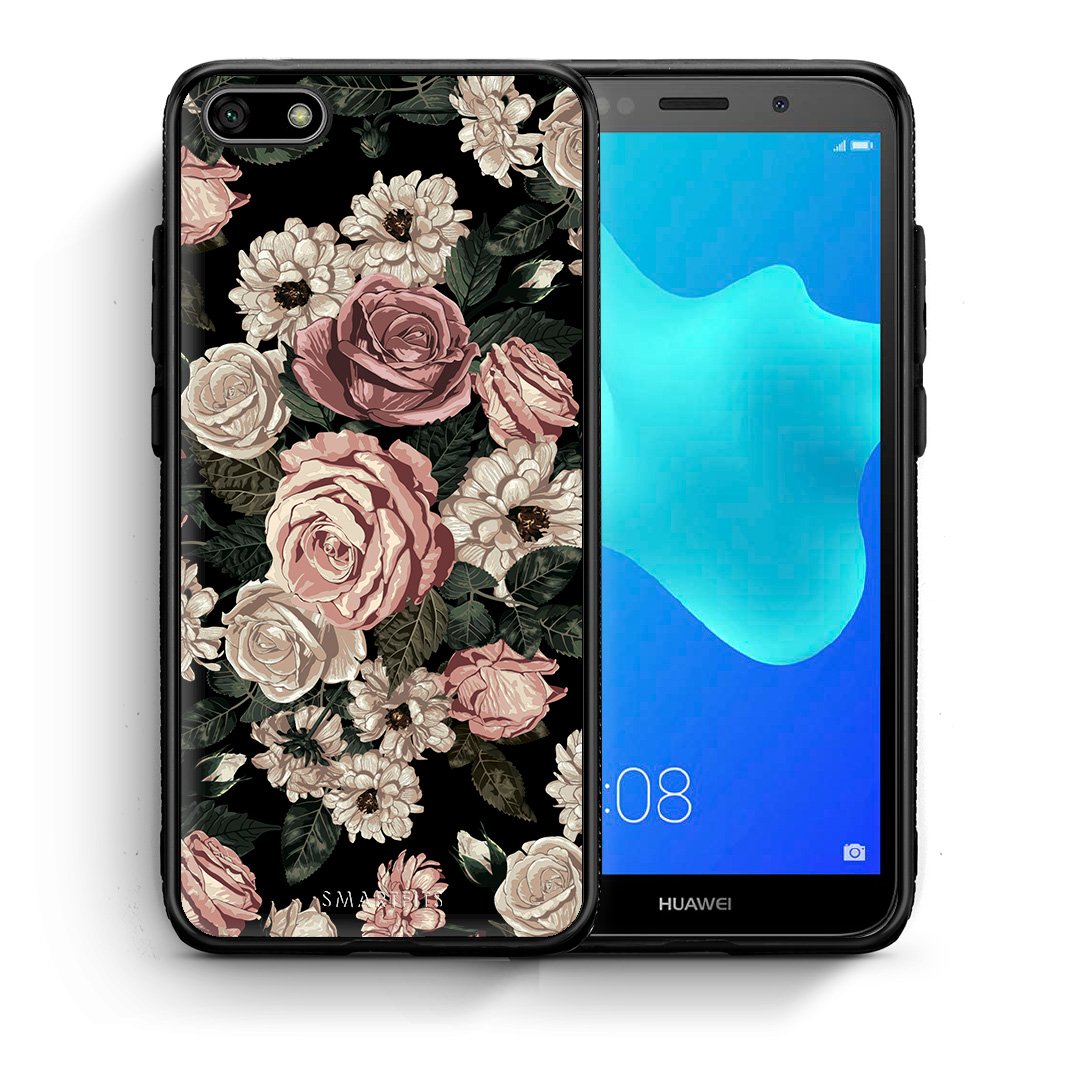Θήκη Huawei Y5 2018/Honor 7S Wild Roses Flower από τη Smartfits με σχέδιο στο πίσω μέρος και μαύρο περίβλημα | Huawei Y5 2018/Honor 7S Wild Roses Flower case with colorful back and black bezels