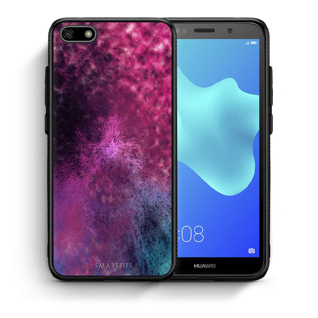 Θήκη Huawei Y5 2018/Honor 7S Aurora Galaxy από τη Smartfits με σχέδιο στο πίσω μέρος και μαύρο περίβλημα | Huawei Y5 2018/Honor 7S Aurora Galaxy case with colorful back and black bezels
