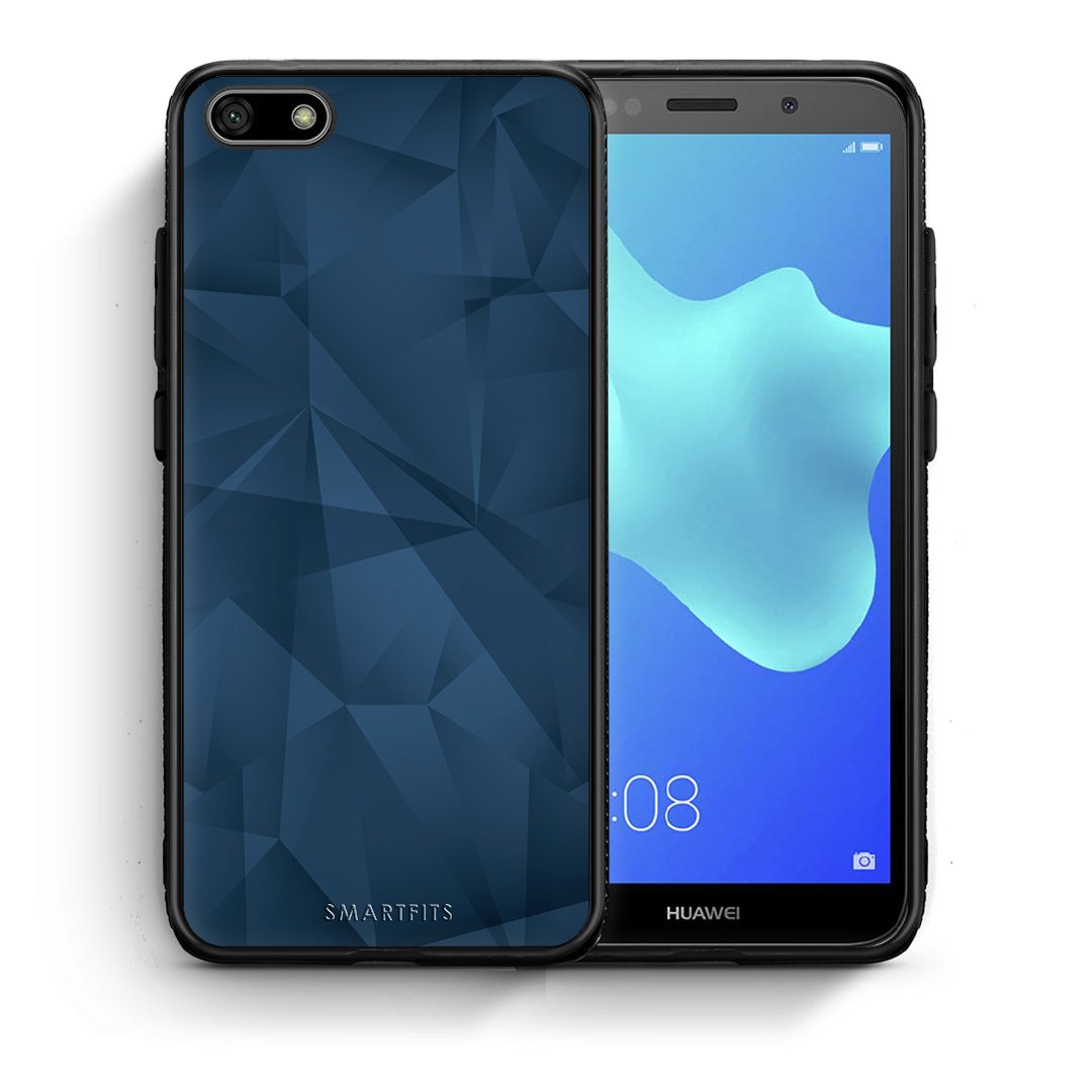 Θήκη Huawei Y5 2018/Honor 7S Blue Abstract Geometric από τη Smartfits με σχέδιο στο πίσω μέρος και μαύρο περίβλημα | Huawei Y5 2018/Honor 7S Blue Abstract Geometric case with colorful back and black bezels