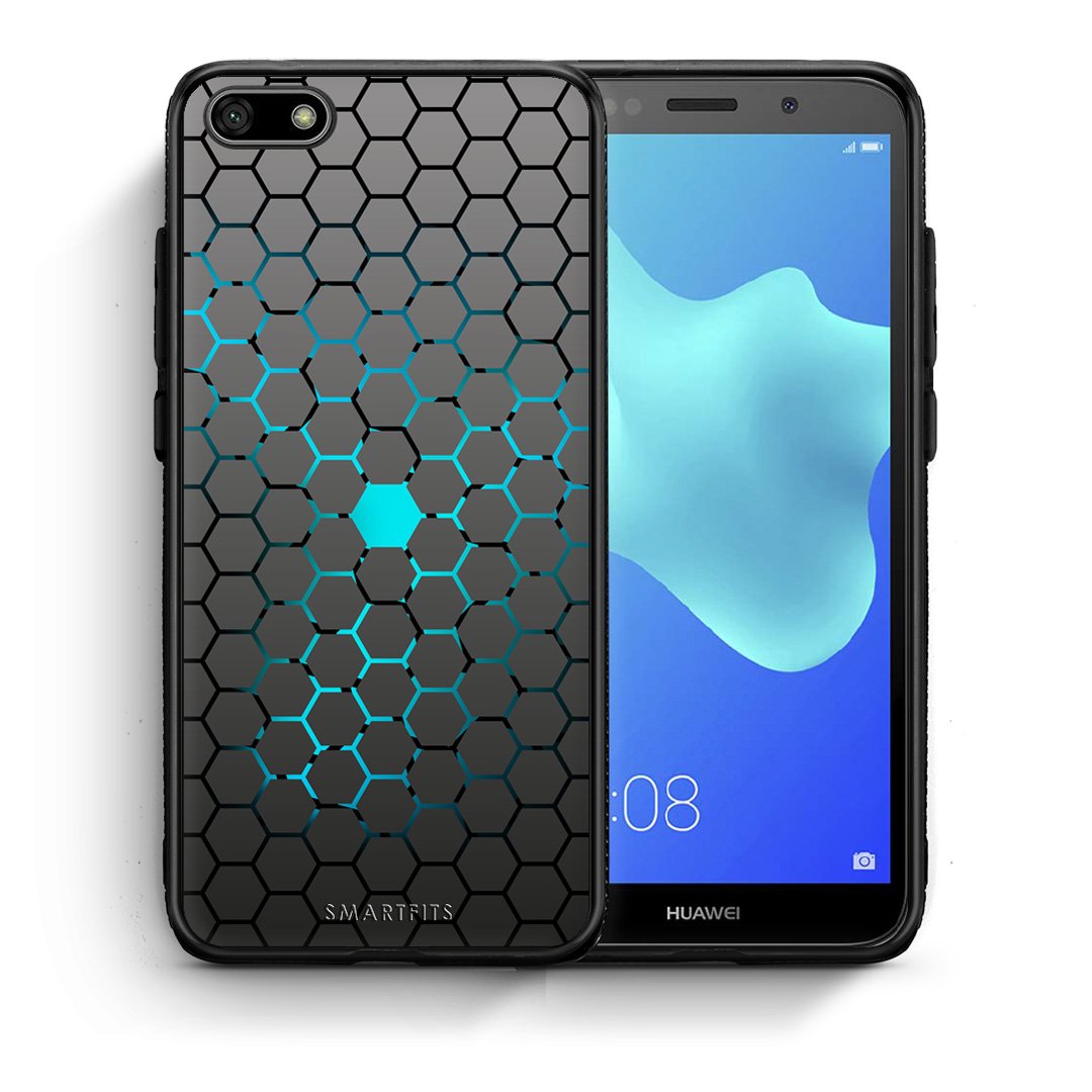 Θήκη Huawei Y5 2018/Honor 7S Hexagonal Geometric από τη Smartfits με σχέδιο στο πίσω μέρος και μαύρο περίβλημα | Huawei Y5 2018/Honor 7S Hexagonal Geometric case with colorful back and black bezels