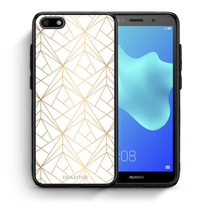 Θήκη Huawei Y5 2018/Honor 7S Luxury White Geometric από τη Smartfits με σχέδιο στο πίσω μέρος και μαύρο περίβλημα | Huawei Y5 2018/Honor 7S Luxury White Geometric case with colorful back and black bezels