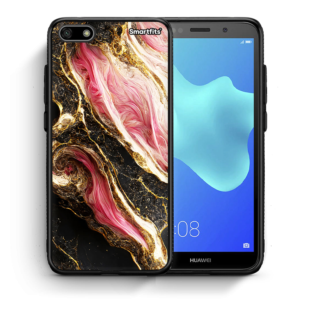 Θήκη Huawei Y5 2018/Honor 7S Glamorous Pink Marble από τη Smartfits με σχέδιο στο πίσω μέρος και μαύρο περίβλημα | Huawei Y5 2018/Honor 7S Glamorous Pink Marble case with colorful back and black bezels