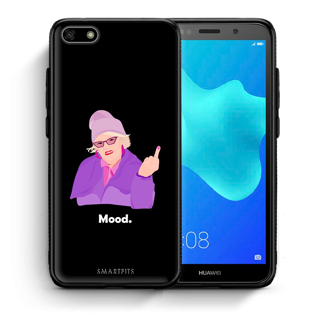 Θήκη Huawei Y5 2018/Honor 7S Grandma Mood Black από τη Smartfits με σχέδιο στο πίσω μέρος και μαύρο περίβλημα | Huawei Y5 2018/Honor 7S Grandma Mood Black case with colorful back and black bezels