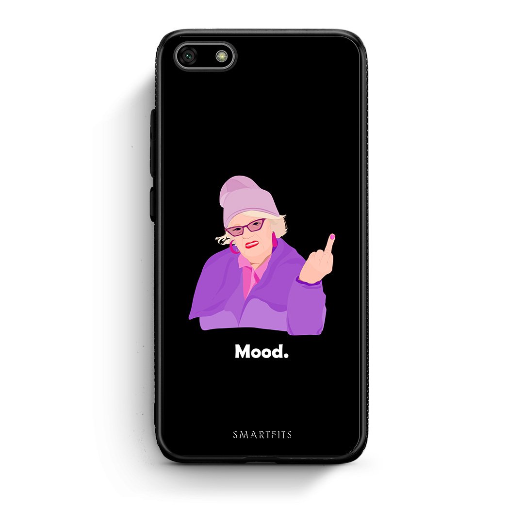 Huawei Y5 2018 Grandma Mood Black θήκη από τη Smartfits με σχέδιο στο πίσω μέρος και μαύρο περίβλημα | Smartphone case with colorful back and black bezels by Smartfits