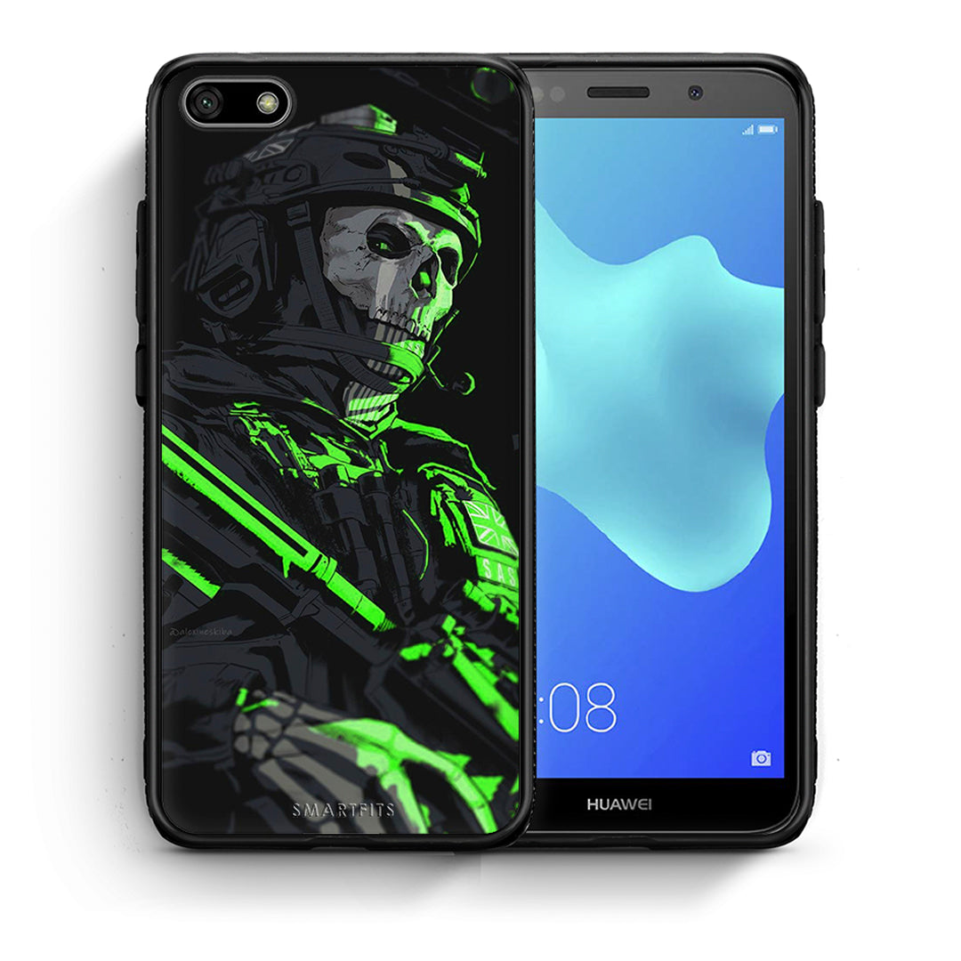 Θήκη Αγίου Βαλεντίνου Huawei Y5 2018 / Honor 7S Green Soldier από τη Smartfits με σχέδιο στο πίσω μέρος και μαύρο περίβλημα | Huawei Y5 2018 / Honor 7S Green Soldier case with colorful back and black bezels