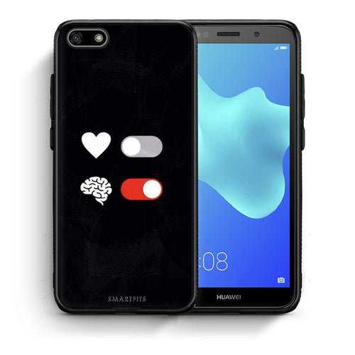 Θήκη Αγίου Βαλεντίνου Huawei Y5 2018 / Honor 7S Heart Vs Brain από τη Smartfits με σχέδιο στο πίσω μέρος και μαύρο περίβλημα | Huawei Y5 2018 / Honor 7S Heart Vs Brain case with colorful back and black bezels