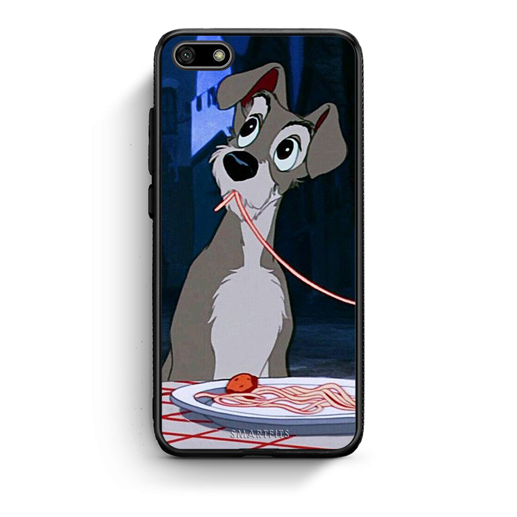 Huawei Y5 2018 Lady And Tramp 1 Θήκη Αγίου Βαλεντίνου από τη Smartfits με σχέδιο στο πίσω μέρος και μαύρο περίβλημα | Smartphone case with colorful back and black bezels by Smartfits