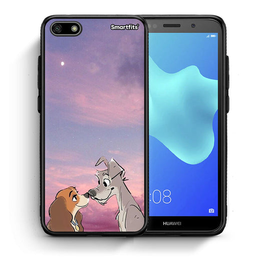 Θήκη Huawei Y5 2018/Honor 7S Lady And Tramp από τη Smartfits με σχέδιο στο πίσω μέρος και μαύρο περίβλημα | Huawei Y5 2018/Honor 7S Lady And Tramp case with colorful back and black bezels