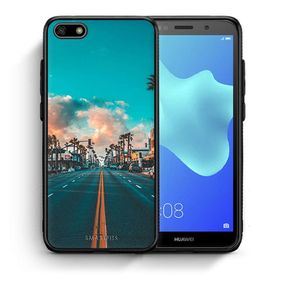 Θήκη Huawei Y5 2018/Honor 7S City Landscape από τη Smartfits με σχέδιο στο πίσω μέρος και μαύρο περίβλημα | Huawei Y5 2018/Honor 7S City Landscape case with colorful back and black bezels