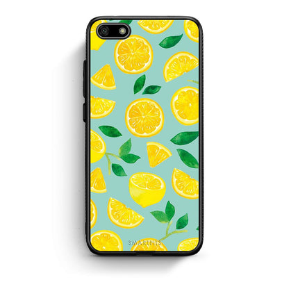 Huawei Y5 2018 Lemons θήκη από τη Smartfits με σχέδιο στο πίσω μέρος και μαύρο περίβλημα | Smartphone case with colorful back and black bezels by Smartfits