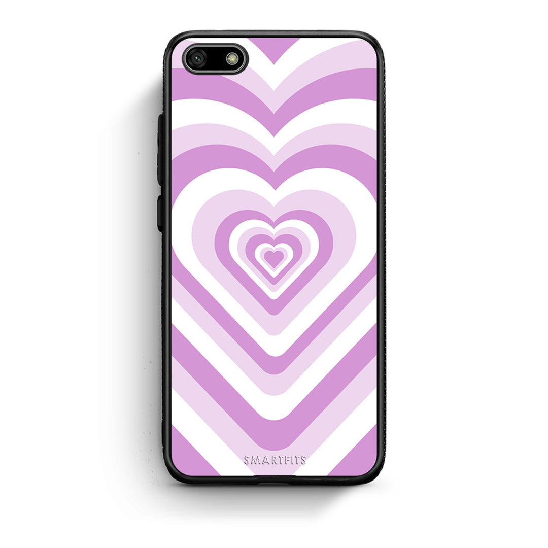 Huawei Y5 2018 Lilac Hearts θήκη από τη Smartfits με σχέδιο στο πίσω μέρος και μαύρο περίβλημα | Smartphone case with colorful back and black bezels by Smartfits