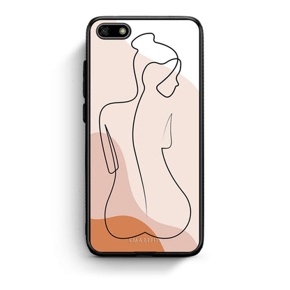 Huawei Y5 2018 LineArt Woman θήκη από τη Smartfits με σχέδιο στο πίσω μέρος και μαύρο περίβλημα | Smartphone case with colorful back and black bezels by Smartfits