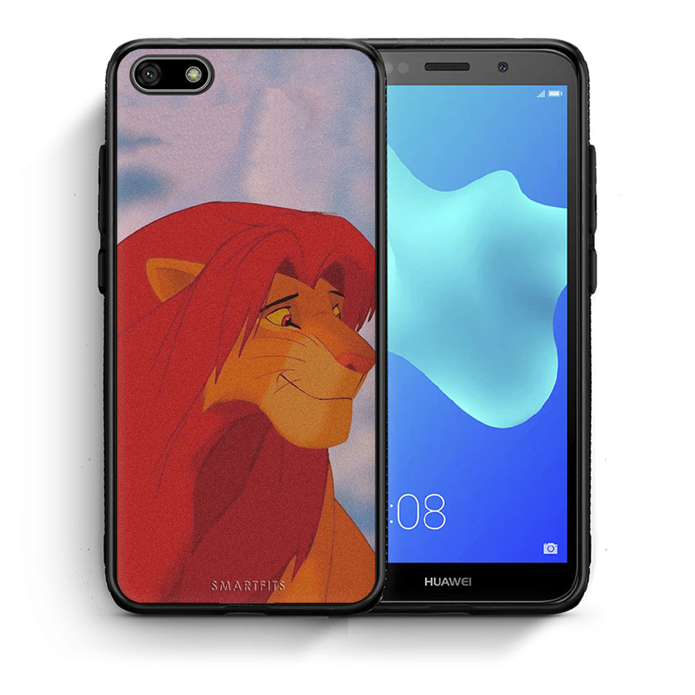 Θήκη Αγίου Βαλεντίνου Huawei Y5 2018 / Honor 7S Lion Love 1 από τη Smartfits με σχέδιο στο πίσω μέρος και μαύρο περίβλημα | Huawei Y5 2018 / Honor 7S Lion Love 1 case with colorful back and black bezels