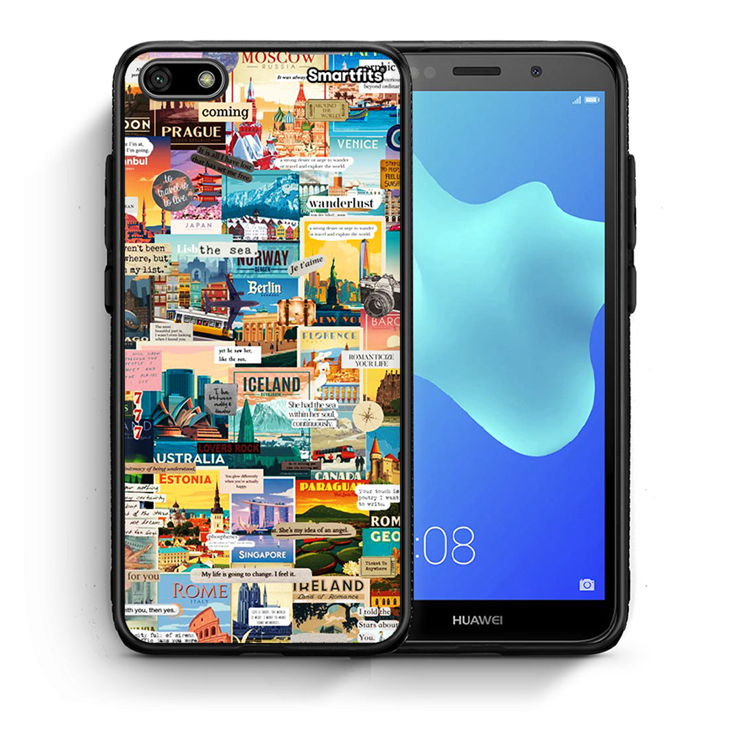Θήκη Huawei Y5 2018/Honor 7S Live To Travel από τη Smartfits με σχέδιο στο πίσω μέρος και μαύρο περίβλημα | Huawei Y5 2018/Honor 7S Live To Travel case with colorful back and black bezels