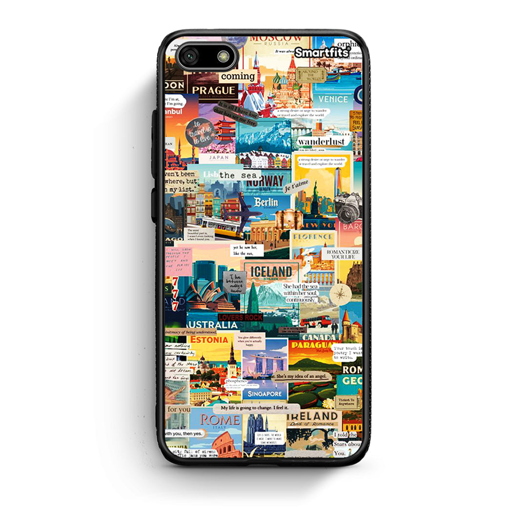 Huawei Y5 2018 Live To Travel θήκη από τη Smartfits με σχέδιο στο πίσω μέρος και μαύρο περίβλημα | Smartphone case with colorful back and black bezels by Smartfits