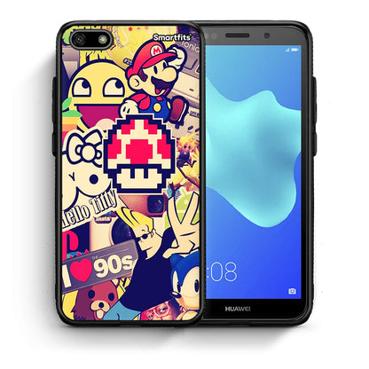 Θήκη Huawei Y5 2018/Honor 7S Love The 90s από τη Smartfits με σχέδιο στο πίσω μέρος και μαύρο περίβλημα | Huawei Y5 2018/Honor 7S Love The 90s case with colorful back and black bezels