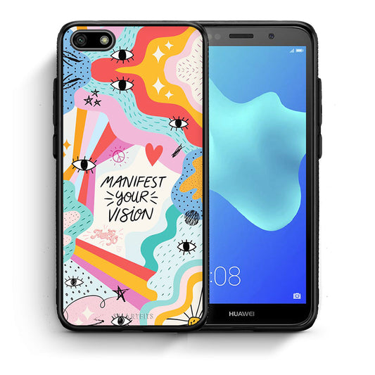 Θήκη Huawei Y5 2018/Honor 7S Manifest Your Vision από τη Smartfits με σχέδιο στο πίσω μέρος και μαύρο περίβλημα | Huawei Y5 2018/Honor 7S Manifest Your Vision case with colorful back and black bezels