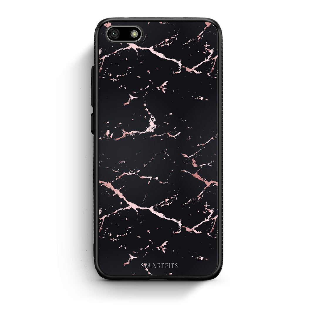 4 - Huawei Y5 2018 Black Rosegold Marble case, cover, bumper