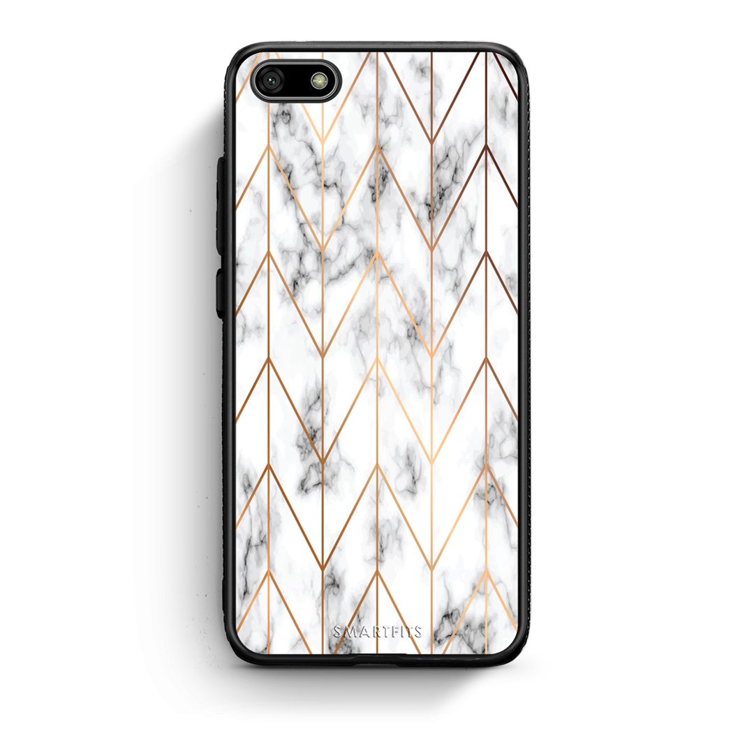 44 - Huawei Y5 2018 Gold Geometric Marble case, cover, bumper