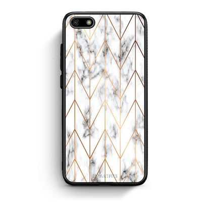 44 - Huawei Y5 2018 Gold Geometric Marble case, cover, bumper