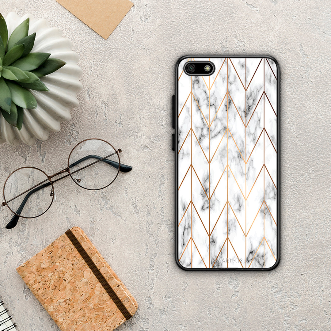 Marble Gold Geometric - Huawei Y5 2018 / Honor 7S θήκη