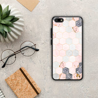 Thumbnail for Marble Hexagon Pink - Huawei Y5 2018 / Honor 7S θήκη