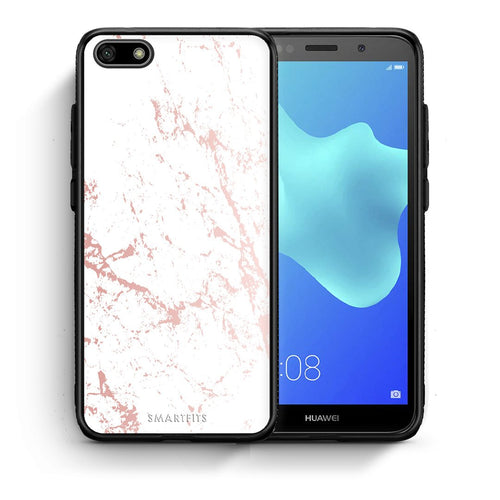 Θήκη Huawei Y5 2018/Honor 7S Pink Splash Marble από τη Smartfits με σχέδιο στο πίσω μέρος και μαύρο περίβλημα | Huawei Y5 2018/Honor 7S Pink Splash Marble case with colorful back and black bezels
