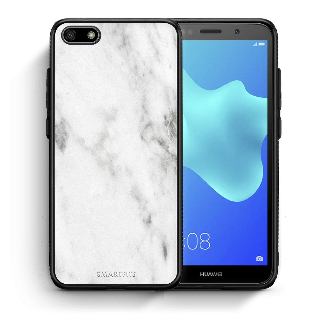 Θήκη Huawei Y5 2018/Honor 7S White Marble από τη Smartfits με σχέδιο στο πίσω μέρος και μαύρο περίβλημα | Huawei Y5 2018/Honor 7S White Marble case with colorful back and black bezels