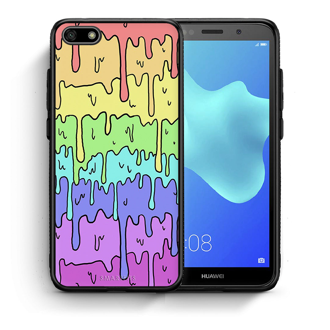 Θήκη Huawei Y5 2018/Honor 7S Melting Rainbow από τη Smartfits με σχέδιο στο πίσω μέρος και μαύρο περίβλημα | Huawei Y5 2018/Honor 7S Melting Rainbow case with colorful back and black bezels