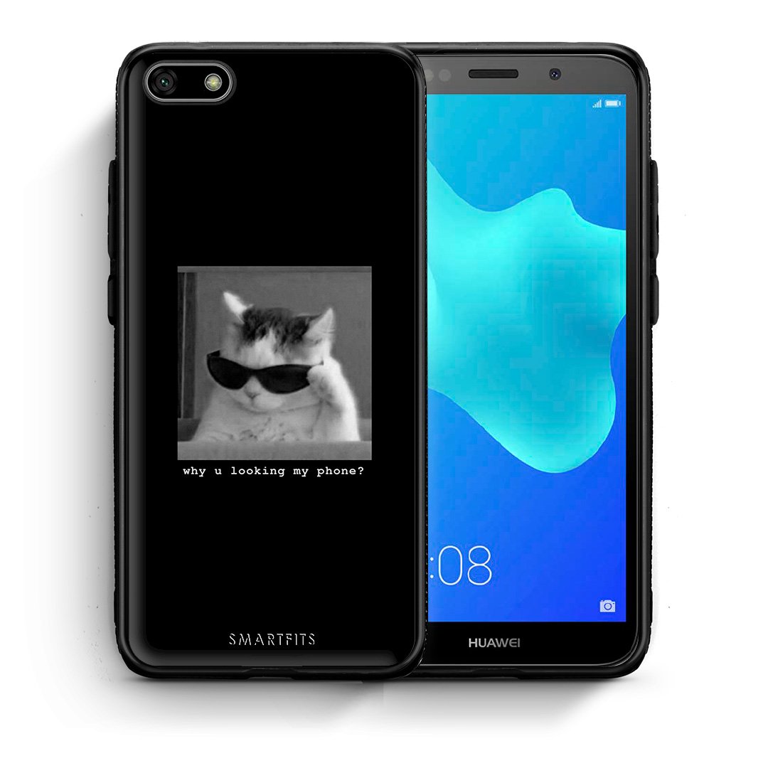 Θήκη Huawei Y5 2018/Honor 7S Meme Cat από τη Smartfits με σχέδιο στο πίσω μέρος και μαύρο περίβλημα | Huawei Y5 2018/Honor 7S Meme Cat case with colorful back and black bezels