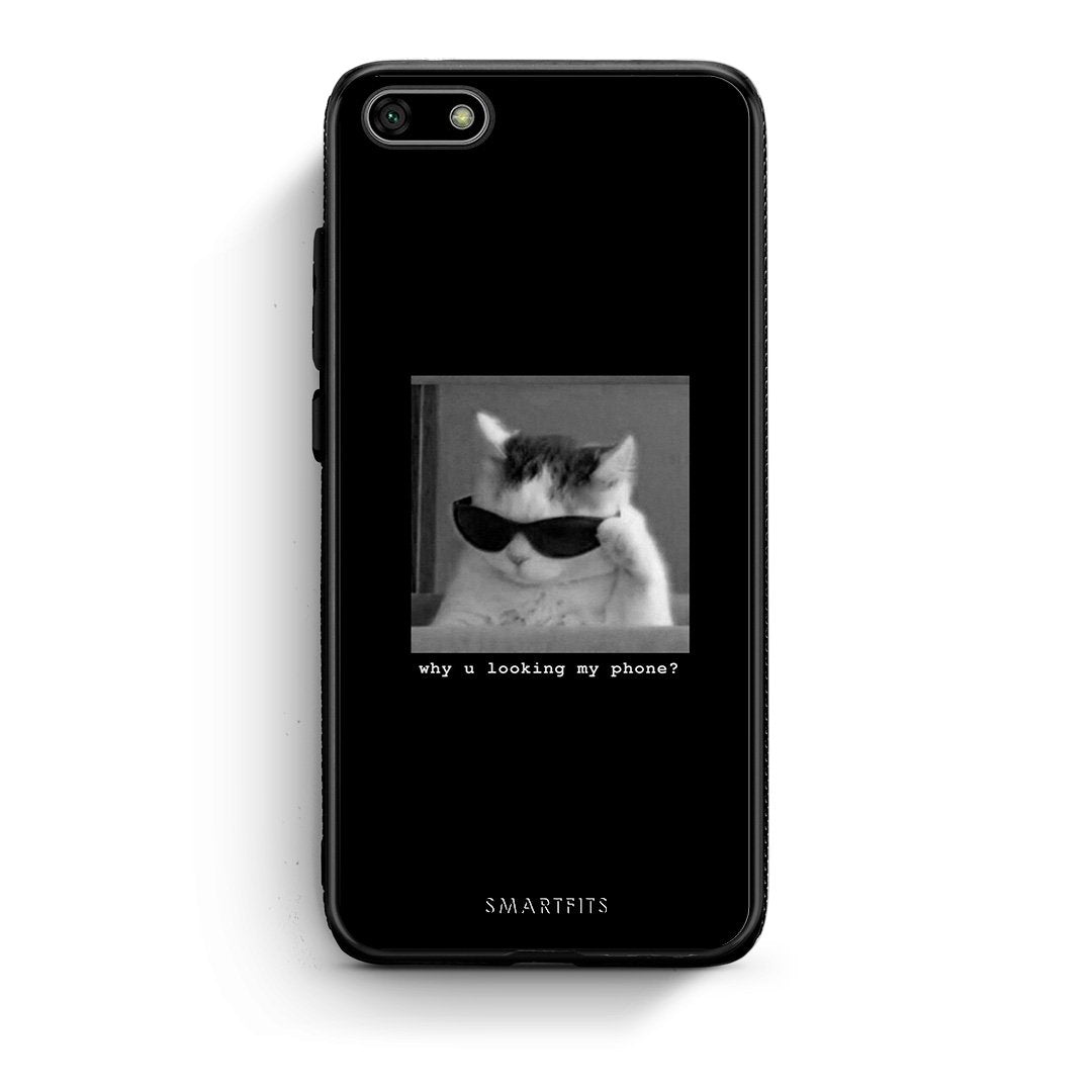 Huawei Y5 2018 Meme Cat θήκη από τη Smartfits με σχέδιο στο πίσω μέρος και μαύρο περίβλημα | Smartphone case with colorful back and black bezels by Smartfits