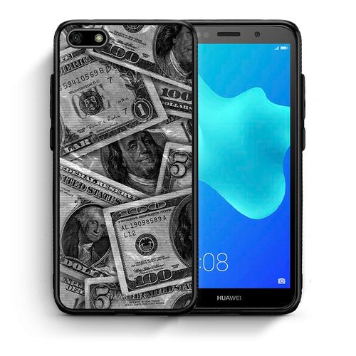 Θήκη Huawei Y5 2018/Honor 7S Money Dollars από τη Smartfits με σχέδιο στο πίσω μέρος και μαύρο περίβλημα | Huawei Y5 2018/Honor 7S Money Dollars case with colorful back and black bezels