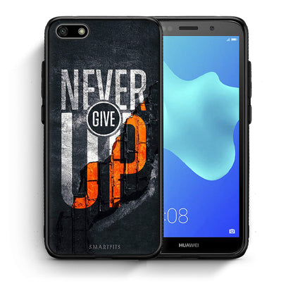 Θήκη Αγίου Βαλεντίνου Huawei Y5 2018 / Honor 7S Never Give Up από τη Smartfits με σχέδιο στο πίσω μέρος και μαύρο περίβλημα | Huawei Y5 2018 / Honor 7S Never Give Up case with colorful back and black bezels