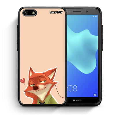 Θήκη Huawei Y5 2018/Honor 7S Nick Wilde And Judy Hopps Love 1 από τη Smartfits με σχέδιο στο πίσω μέρος και μαύρο περίβλημα | Huawei Y5 2018/Honor 7S Nick Wilde And Judy Hopps Love 1 case with colorful back and black bezels