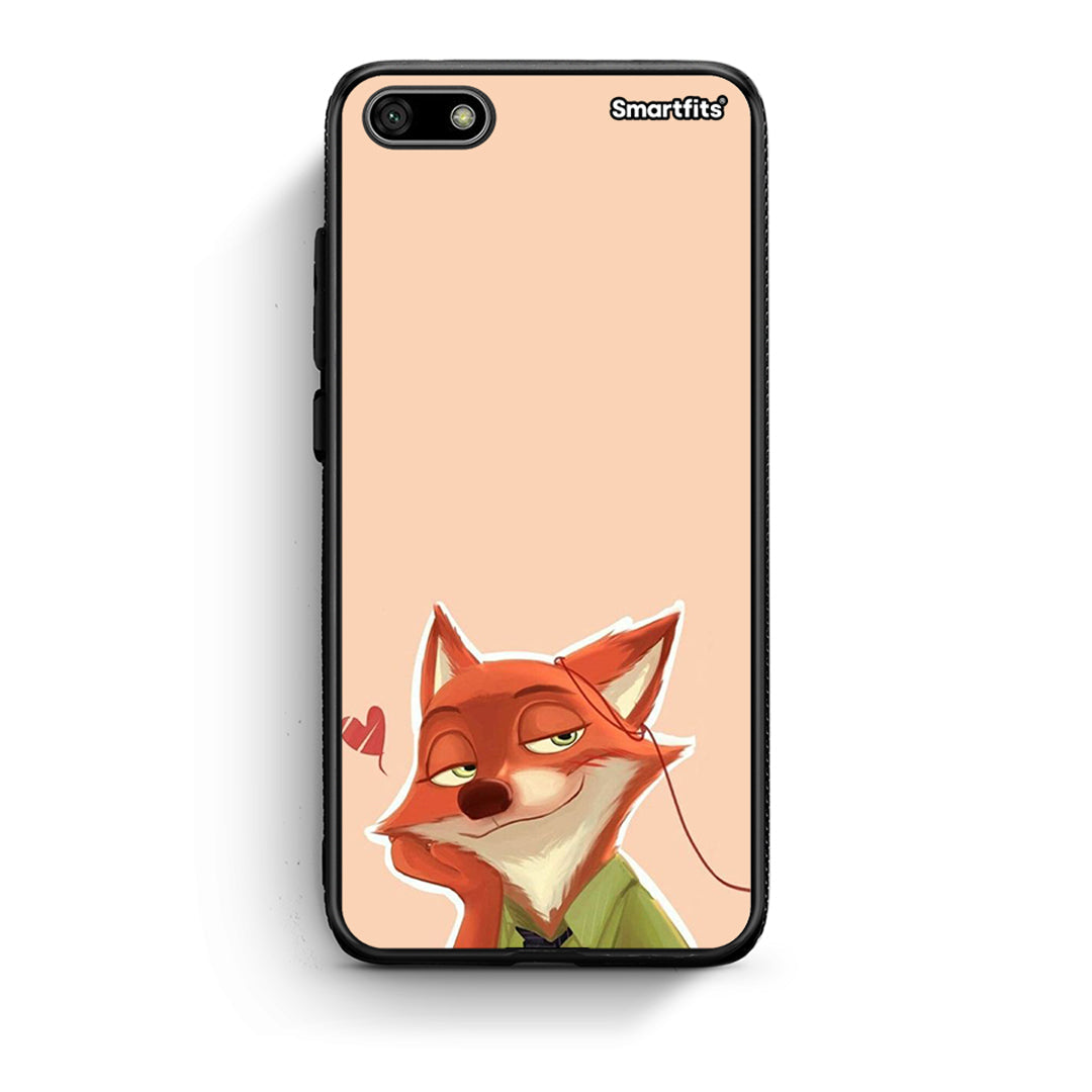 Huawei Y5 2018 Nick Wilde And Judy Hopps Love 1 θήκη από τη Smartfits με σχέδιο στο πίσω μέρος και μαύρο περίβλημα | Smartphone case with colorful back and black bezels by Smartfits