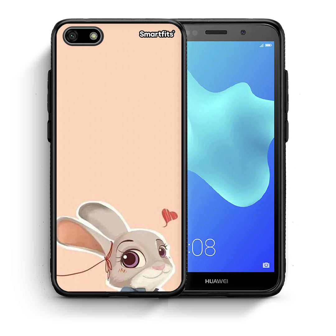 Θήκη Huawei Y5 2018/Honor 7S Nick Wilde And Judy Hopps Love 2 από τη Smartfits με σχέδιο στο πίσω μέρος και μαύρο περίβλημα | Huawei Y5 2018/Honor 7S Nick Wilde And Judy Hopps Love 2 case with colorful back and black bezels